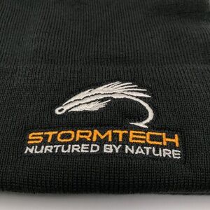 Fly Fishing Beanie Gray Stretch Knit Hat  Embroidered Trout Fly by STORMTECH